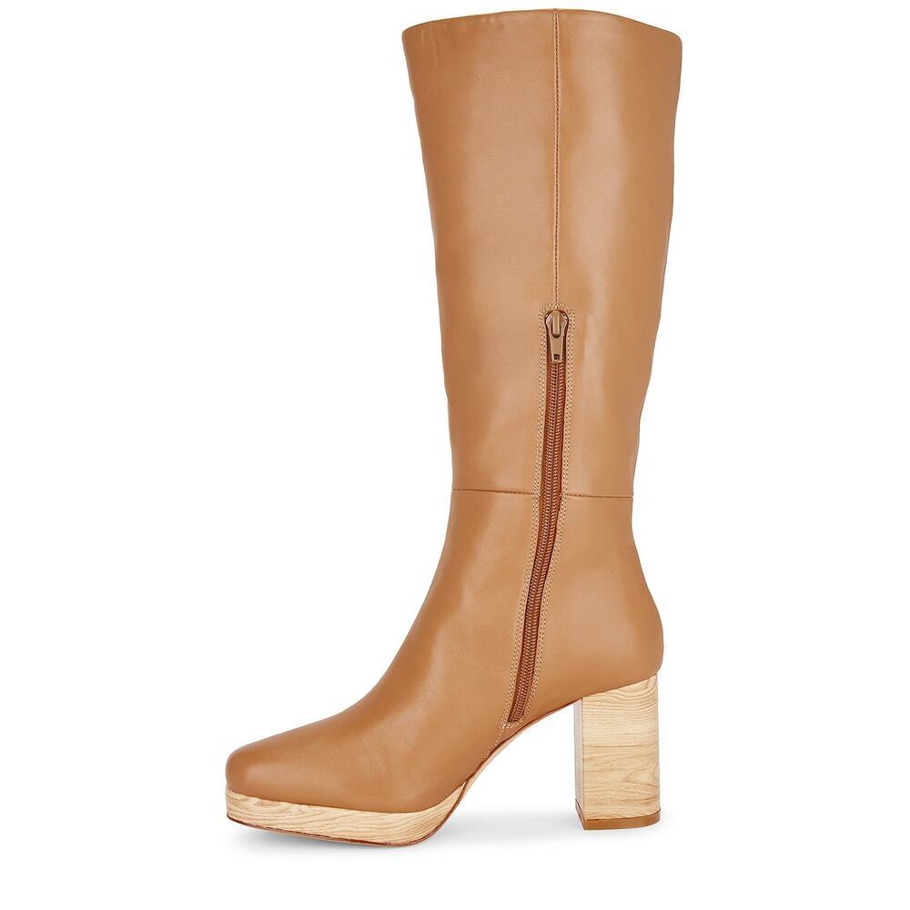 Song of Style Nineties Boot Square Toe Block Heel Tan Women's Size 8 US
